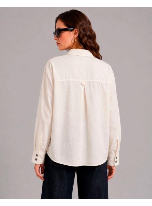 Camisa Dolores Promesas, de algodòn en blanco. 08308