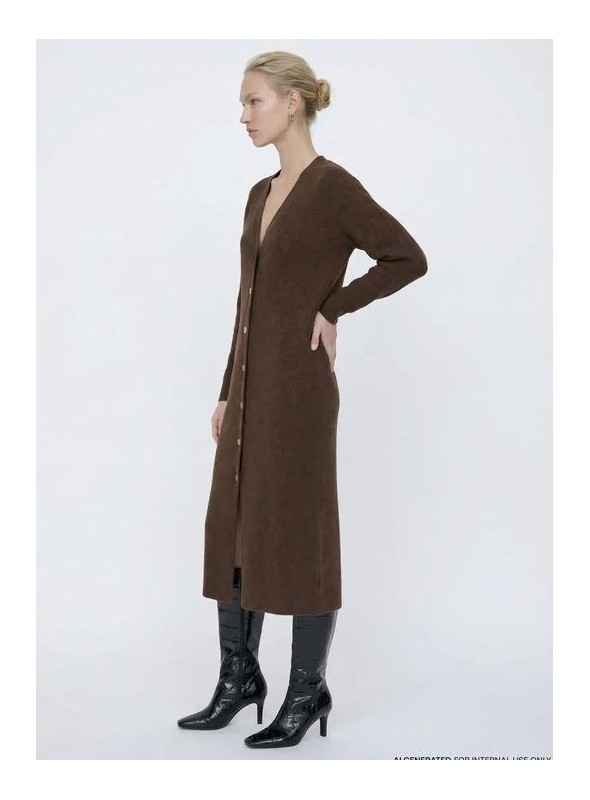 Maxi cardigan Vila, en marròn con botones, 14122950 Virolfie