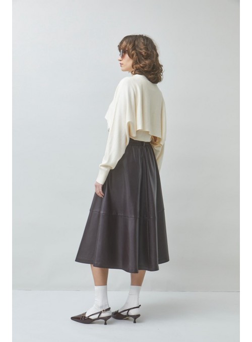 Falda Suncoo, de ecopiel en marròn. Fleur