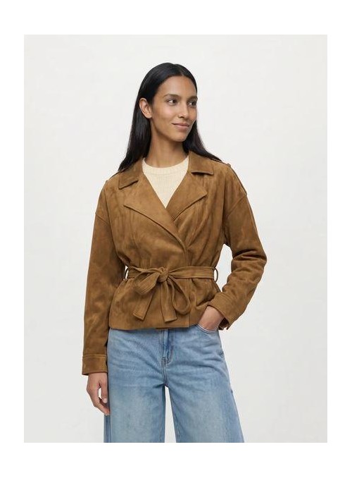 Cazadora Object, de antelina en beige. 23049598 Objsitta