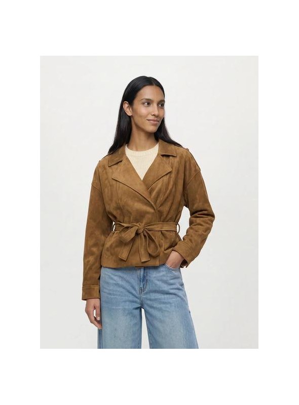 Cazadora Object, de antelina en beige. 23049598 Objsitta