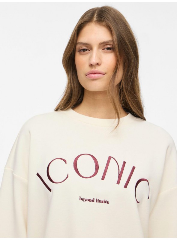 Sudadera Vila, en beige con bordados. 14117509 Vireflect